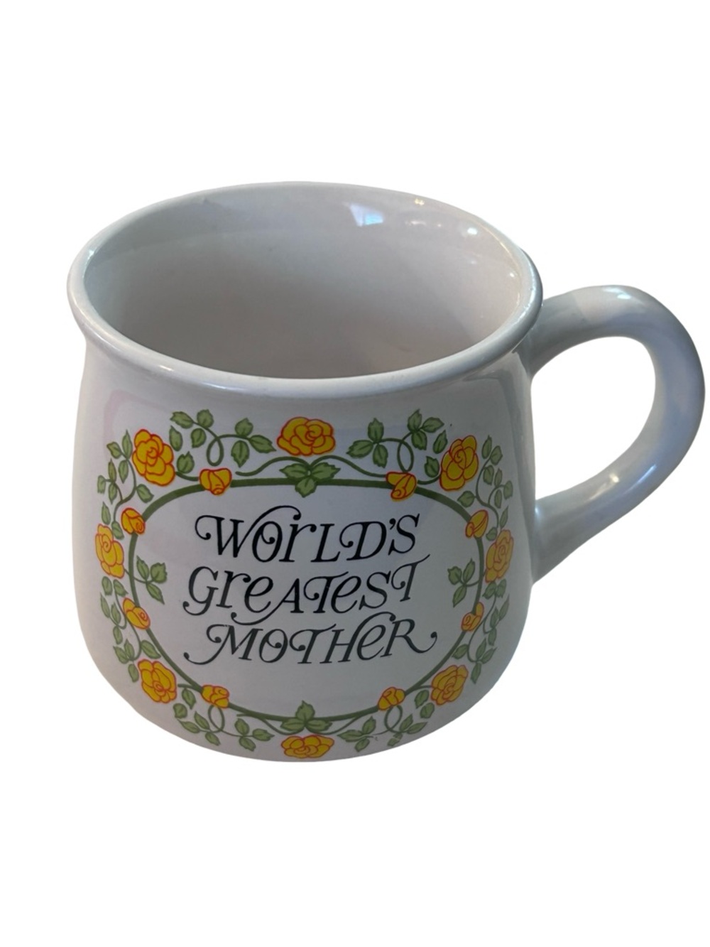 "World's Greatest Mother" Ceramic Mug with Yellow Rose Design
